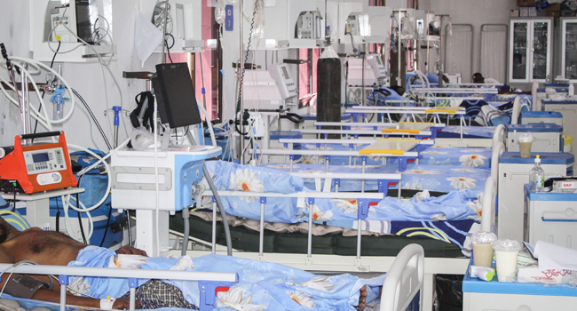 Beds are set for patients who are infected with the coronavirus (COVID-19) in the Intensive Care Unit (ICU) at Martini hospital in Mogadishu, Somalia, on July 29, 2020. STR / AFP