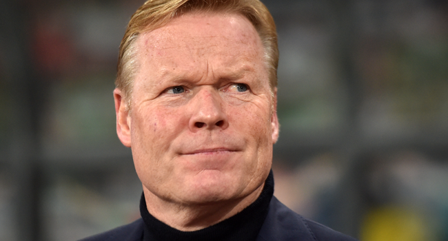 In this file photo taken on October 13, 2019 Netherlands' coach Ronald Koeman looks on prior to the Euro 2020 football qualification match between Belarus and the Netherlands in Minsk. Sergei GAPON / AFP