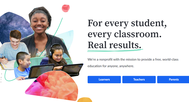 A screenshot from the Khan Academy website. 