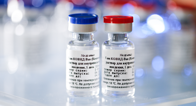 This handout picture taken on August 6, 2020 and provided by the Russian Direct Investment Fund shows the vaccine against the coronavirus disease, developed by the Gamaleya Research Institute of Epidemiology and Microbiology. Handout / Russian Direct Investment Fund / AFP