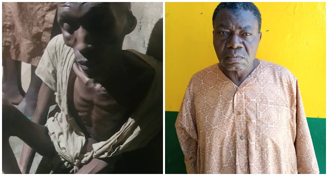 Ahmed Aminu, 30, was alleged locked up by his father, Aminu Farawa (R) for seven years.