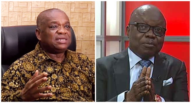 A photo combination created on August 3, 2020, featuring former Niger-Delta state Governors, Orji Kalu and Emmanuel Uduaghan