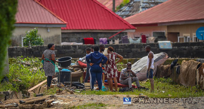 Trademoore Estate, Lugbe, Abuja was flooded after a torrential rainfall on August 26, 2020. Photos: Sodiq Adelakun/ Channels Television