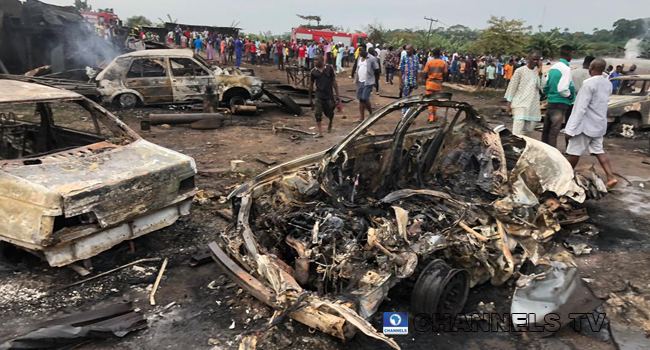 Several buildings and cars were destroyed after a gas tanker exploded in Lagos on September 24, 2020.