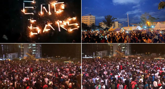 #EndSARS: Protesters Hold Candlelight Vigil In Lagos