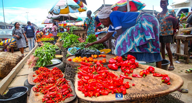 A file photo of a food trader at a market in Akure, the Ondo State capital. Sodiq Adelakun/Channels Television