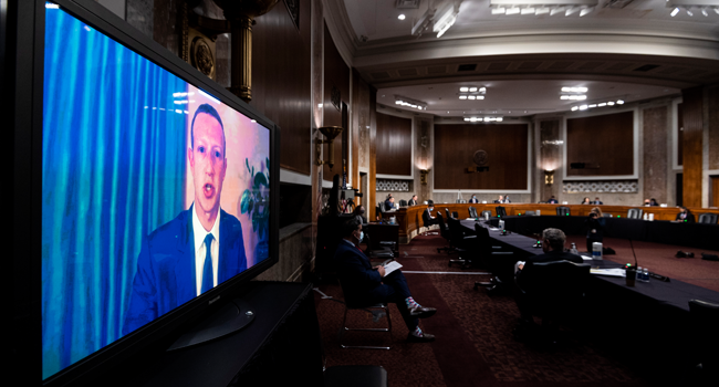 Mark Zuckerberg, Chief Executive Officer of Facebook, testifies remotely during the Senate Judiciary Committee hearing on "Breaking the News: Censorship, Suppression, and the 2020 Election" on November 17, 2020 in Washington, DC. Photo By Bill Clark-Pool/Getty Image