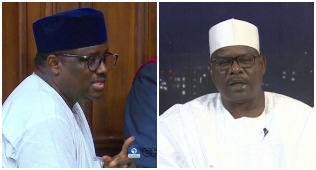 A file combination of former Chairman of the defunct Pension Task Team, Abdulrasheed Maina (L) and Senator Ali Ndume.