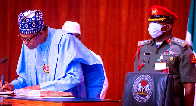 Buhari had in October written to the Senate to confirm Yakubu’s appointment. Photo: State House.