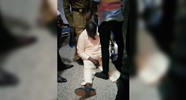 This photo shows ex-Pension boss, Abdulrasheed Maina after he collapsed in court on December 10, 2020.