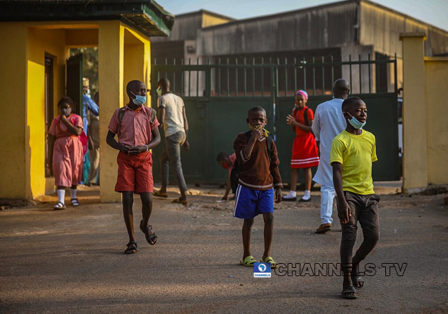 Students resumed at Government Junior Secondary School, Area 11, Garki Abuja on January 18, 2021, amid the coronavirus pandemic. Sodiq Adelakun/Channels Television.