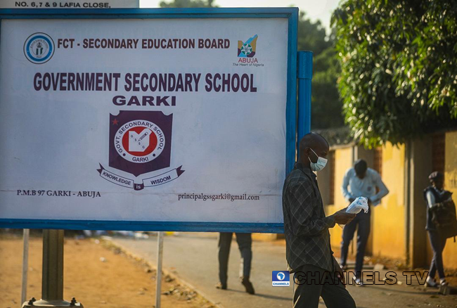 Students resumed at Government Junior Secondary School, Area 11, Garki Abuja on January 18, 2021, amid the coronavirus pandemic. Sodiq Adelakun/Channels Television.