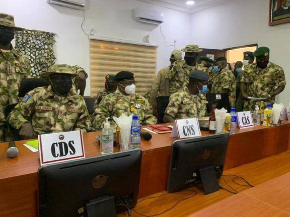 CDS, Other Service Chiefs Visit Headquarters Of Operation Lafiya Dole In Maiduguri.
