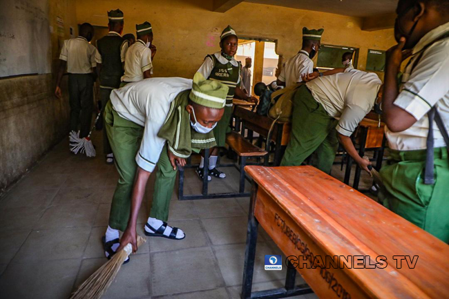 Students resumed at Government Junior Secondary School, Area 11, Garki Abuja on January 18, 2021, amid the coronavirus pandemic. Sodiq Adelakun/Channels Television.