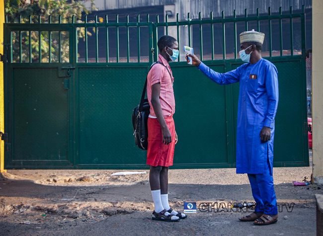 Students resumed at Government Junior Secondary School, Area 11, Garki Abuja on January 18, 2021, amid the coronavirus pandemic. Sodiq Adelakun/Channels Television.