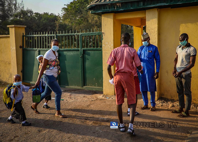 Students resumed at Government Junior Secondary School, Area 11, Garki Abuja on January 18, 2021, amid the coronavirus pandemic. Sodiq Adelakun/Channels Television.