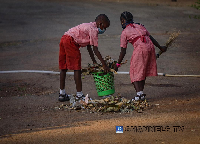 Students resumed at Government Junior Secondary School, Area 11, Garki Abuja on January 18, 2021, amid the coronavirus pandemic. Sodiq Adelakun/Channels Television.