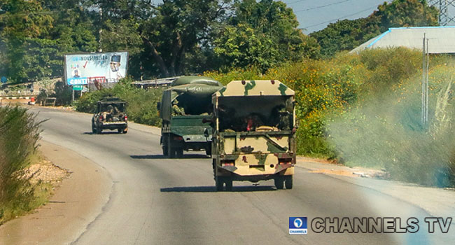 A file photo of Nigerian troops in transit.