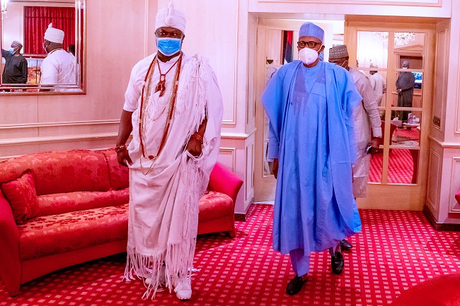 Photos Ooni Of Ife Visits Buhari In Abuja Channels Television