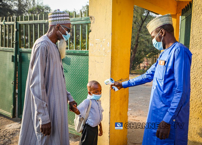 Students resumed at Government Junior Secondary School, Area 11, Garki Abuja on January 18, 2021, amid the coronavirus pandemic. Sodiq Adelakun/Channels Television.