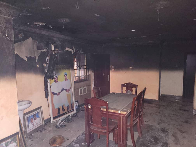 Mr Sunday Igboho's house was engulfed in flames on January 26, 2021.