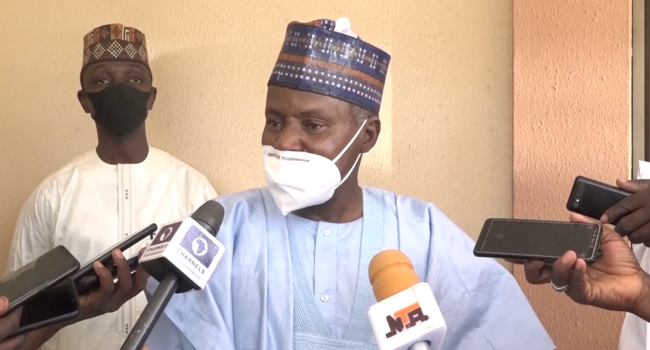 The Minister of Defence, Bashir Magashi, spoke to reporters in Kano on February 13, 2021.