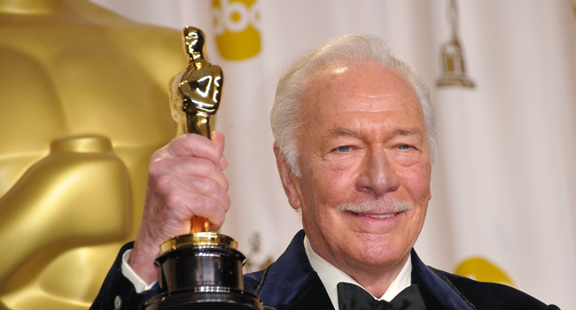 In this file photo taken on February 26, 2012 Christopher Plummer holds his Oscar for best actor in a supporting role for 'Beginners' in the press room at the 84th Annual Academy Awards in Hollywood, California. Joe KLAMAR / AFP