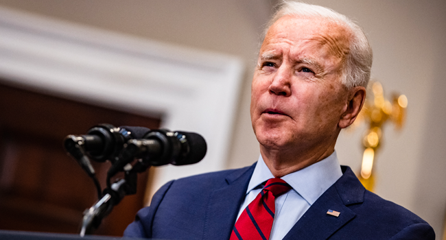 U.S. President Joe Biden addresses the nation about the new coronavirus relief package from the Rosevelt Room of The White House on February 27, 2021 in Washington, DC. Samuel Corum-Pool/Getty Images/AFP