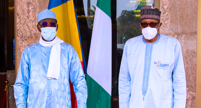 President Muhammadu Buhari and The Chadian President H.E Idriss Deby Itno during an official visit to State House Abuja on March 27, 2021. Sunday Aghaeze/State House