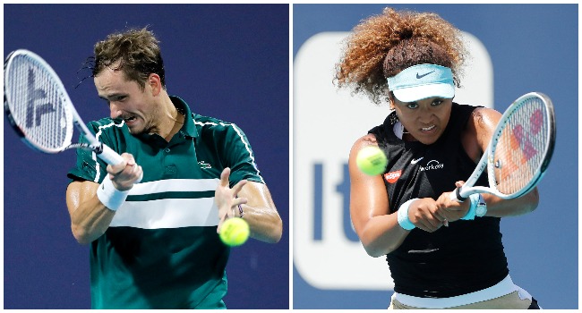 A photo combination of top seeds Daniil Medvedev and Naomi Osaka. Photo: AFP