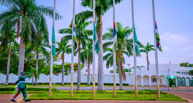 NAF Plane Crash: Flags Fly At Half Mast At Presidential Villa