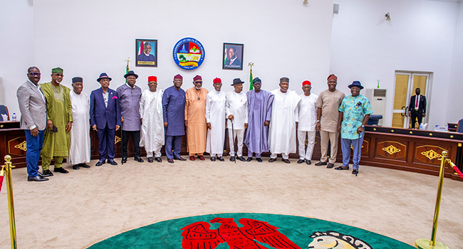 Southern state Governors pose for a photograph in Asaba, Delta State on May 11, 2021. Credit: Seyi Makinde/Twitter