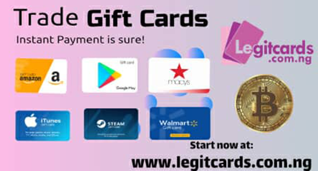 Sell  Gift Card for Naira  Trade  Gift Card For Cash