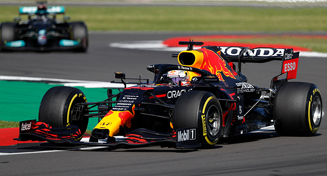 Red Bull's Dutch driver Max Verstappen drives during the sprint session of the Formula One British Grand Prix at Silverstone motor racing circuit in Silverstone, central England on July 17, 2021. Adrian DENNIS / AFP