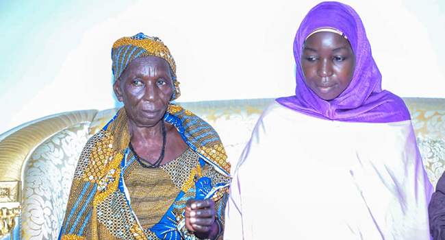 A photo of Ruth Ngladar Pogu (R) and her mother at the Borno State Government House on August 7, 2021.