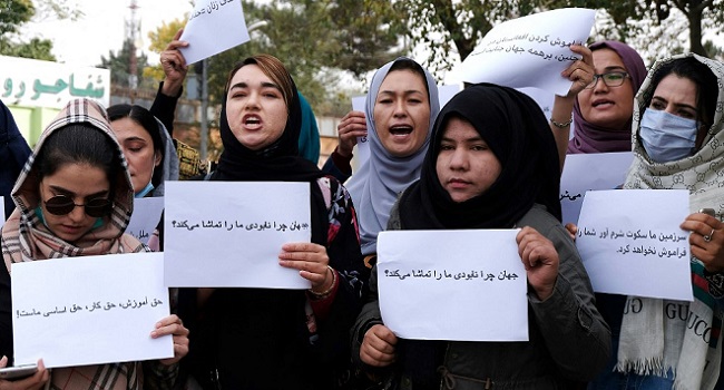 Women Protest The World’s ‘Silence’ Over Crisis In Afghanistan