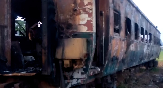 Abandoned Train Set On Fire In Kwara