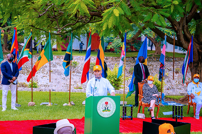  Vice President Yemi Osinbajo at the welcome event of the Queen's Baton for Birmingham 2022 Commonwealth Games at the State House, Abuja on October 16, 2021. Tolani Alli/State House