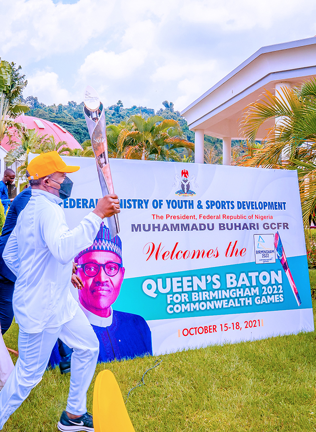  Vice President Yemi Osinbajo at the welcome event of the Queen's Baton for Birmingham 2022 Commonwealth Games at the State House, Abuja on October 16, 2021. Tolani Alli/State House