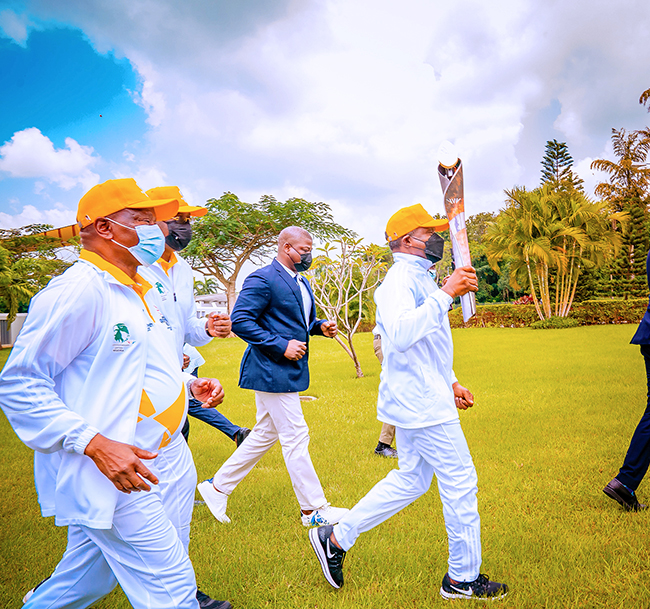  Vice President Yemi Osinbajo at the welcome event of the Queen's Baton for Birmingham 2022 Commonwealth Games at the State House, Abuja on October 16, 2021. Tolani Alli/State House