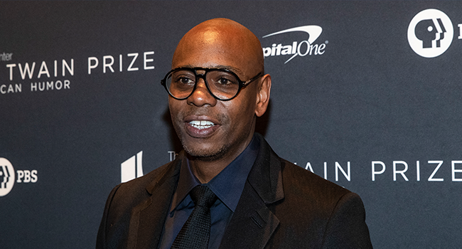  In this file photo taken on October 27, 2019 Comedian Dave Chappelle arrives at the Kennedy Center for the Mark Twain Award for American Humor in Washington, D.C. Alex Edelman / AFP