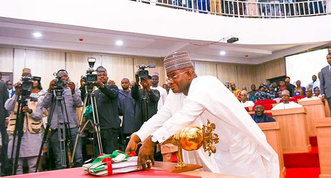 Kogi Governor Yahaya Bello presented the state's 2022 budget at the Kogi State House of Assembly on October 28, 2021.