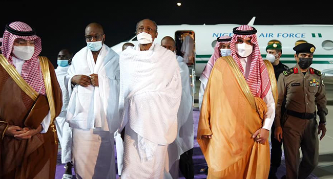 President Muhammadu Buhari made a lesser hajj trip to Makkah on October 28, 2021.