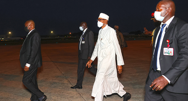 President Muhammadu Buhari arrived in Nigeria from Saudi Arabia on October 29, 2021. Sunday Aghaeze/State House