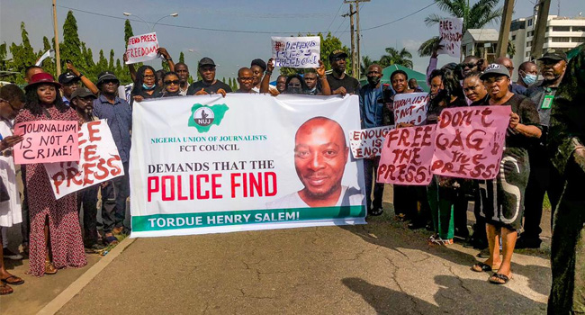 Journalists Storm Police HQ, Protest Over Missing Colleague Tordue Salem