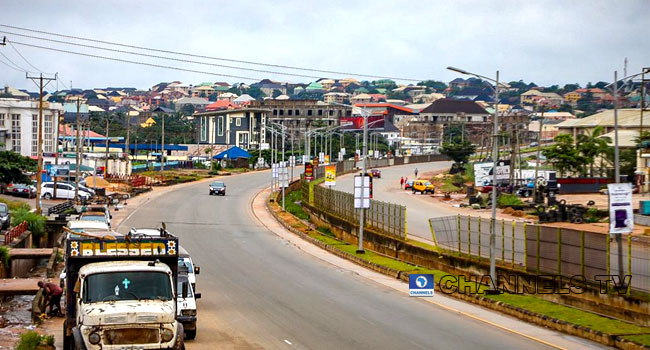 A deserted street in Akwa, Anambra street on November 5, 2021. Sodiq Adelakun/Channels Television.