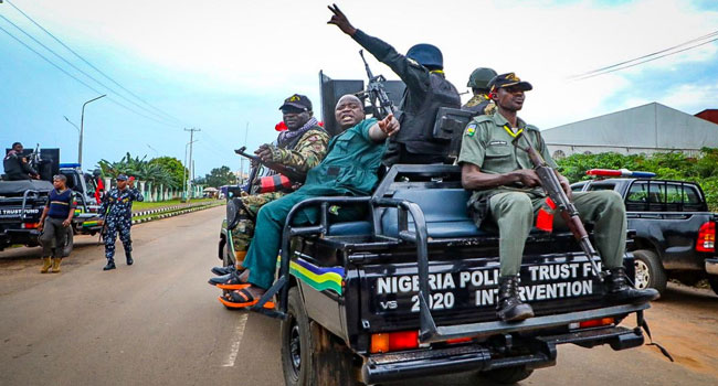 PHOTOS: Security Beefed Up At INEC Office Ahead Of Anambra Election Results Collation