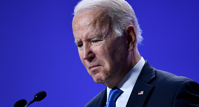 US President Joe Biden addresses a press conference at the COP26 UN Climate Change Conference in Glasgow on November 2, 2021. Brendan Smialowski / AFP