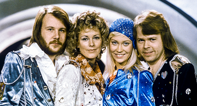 This file photo taken on February 09, 1974 in Stockholm shows the Swedish pop group Abba with its members (L-R) Benny Andersson, Anni-Frid Lyngstad, Agnetha Faltskog and Bjorn Ulvaeus posing after winning the Swedish branch of the Eurovision Song Contest with their song "Waterloo". Olle LINDEBORG / TT News Agency / AFP
