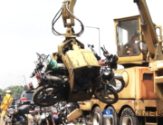 The Lagos State Government crushed seized motorcycles on November 20, 2021.